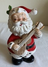 Norcrest Santa Claus Playing Guitar Bank Ceramic Christmas Japan 50's X154 VTG picture