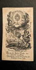 18th C German Copperplate Engraving Holy Card Nativity Monstrance New Year c1740 picture