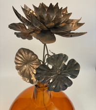 Vintage 50s BRASS LOTUS FLOWER STEM Long 26