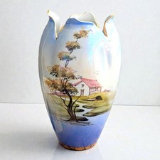 Italian Hand Painted Ceramic Large Vase 12x8