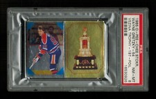 PSA 8 WAYNE GRETZKY VEZINA TROPHY (Georges Vezina) Hockey Card INTACT STICKER picture