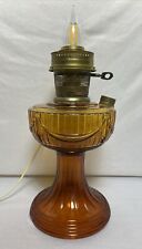 Vintage Aladdin Amber Glass Drape Oil Lamp 1978 Electrified 12.5