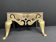 Antique Brass Footman Stool Fireplace Bench picture