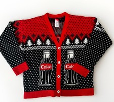 Coca Cola Christmas Sweater It's The Real Thing Size XLarge Polarbear Cardigan picture