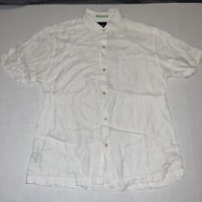 Vtg Tommy Bahama Button Up Hawaiian Aloha Adult Large Pocket Shirt White Linen picture