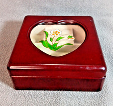 Vintage MELE Wooden Stained Glass/Wood Jewelry Trinket Box Chest Flower In Bloom picture