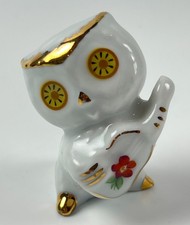 Vintage Limoges Castle France Miniature mini Porcelain OWL Figurine guitar Lute picture