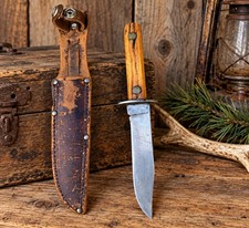 VINTAGE 1940- 50 UTICA SPORTSMAN USA FIXED BLADE KNIFE W/ ORIGINAL SHEATH- VG picture