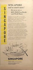 Singapore by Sea or Air a Key Point Sampan Palms Skyline Vintage Print Ad 1958 picture