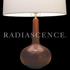 DANISH MID CENTURY MODERN TURNED STAVED WALNUT GENIE BOTTLE TABLE LAMP DANSK picture