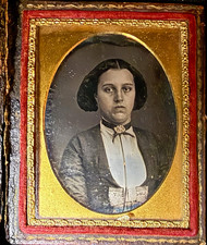 Antique 9th Plate Daguerreotype Photograph Portrait of Woman in Case early 1850s picture