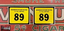 Vtg. Pair of Original 89 Octane Gas Pump Decals picture