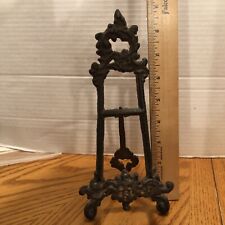 Vintage Wrought Iron Cast Iron Ornate Easel Plate Photo Holder Stand Farmhouse picture