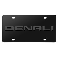 GMC Denali 3D Gray Name Logo on Black Stainless Steel License Plate picture