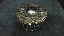 Vintage Glass Powder Jar Trinket with Silver Plated Floral Lid picture