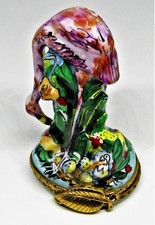 LIMOGES FRANCE BOX- RMC - FLAMINGO -EGGS & HATCHING CHICK- FLOWERS & LEAF STALKS picture