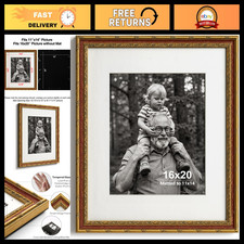 Ornate Vintage Gold & Red 16x20 Picture Frame for Home Decor, Single Display picture
