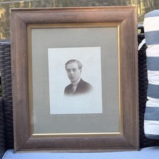 Antique Early 1900s Framed Gentleman Portrait Photo Wood Frame 18.5x22 XL Large picture