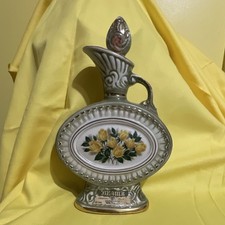 1969 Jim Beam Whiskey Decanter With Yellow Rose Design With Cork And Label picture