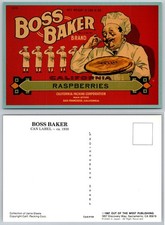 Continental Boss Baker California Raspberries Can Label Advertising Postcard picture