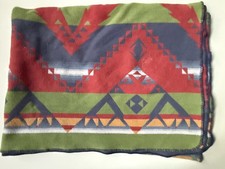 *AS-IS RARE Vintage RALPH LAUREN Aztec BLANKET Pink Blue Green SOUTHWEST 62 X 93 picture