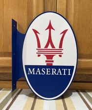 Maserati Flange Sign 2 Sided Gas Oil Garage Parts Tools Vintage Style Wall Decor picture