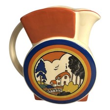 Vintage Clarice Cliff Style Jug Pitcher Huntley Cottage by Moorland Pottery picture