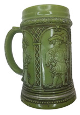 Westmoreland Greentown Serenade Antique Dark Green Slag Custard Glass Stein Mug picture