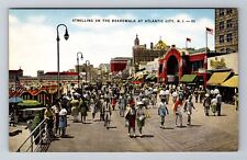 Atlantic City NJ-New Jersey, Strolling on Boardwalk, Vintage Souvenir Postcard picture