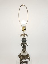 Vintage 1970s Hollywood Regency Marble & Brass Lamp Base - Accurate Casting Co. picture