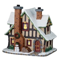 Lemax Caddington Village Winter Holiday Lodge With Cheerful Snowman 55339 picture