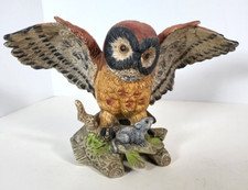 Vintage Royal Crown Porcelain Owl and Mouse Figurine Signed by J. Byron picture