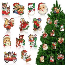 36 Pcs Vintage Wooden Christmas Tree Ornaments Set picture