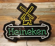 Vintage Heineken Beer Lighted Windmill Sign 22 X  17.5 Neonized Neon Look picture