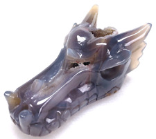 4.8'' Natural Agate Carved Crystal Dragon Skull sculpture,Crystal Healing picture