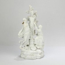 Antique 18 C Derby Bisquit Porcelain Figurine of 2 Bacchantes Adorning Pan picture