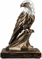 Bald Eagle Statue with Handmade Real Wood Base, American Patriotic Eagle Decor, picture