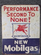 Mobilgas Socony Performance 2nd to None Metal Sign Tin Vintage Garage Oil Auto  picture