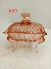 New Depression Style Pink Glass Piano Candy Dish Jewelry Trinket Box picture