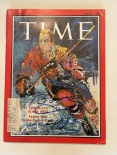 Bobby Hull Hand Signed  March 1, 1968 TIME Magazine  With photo of him Signing picture