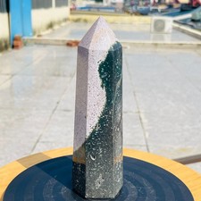 710g Natural Ocean Jasper Crystal Obelisk Quartz Tower Reiki Meditation Mineral picture
