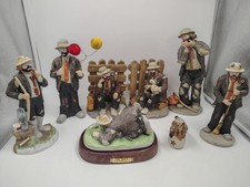 Vintage Flambro Hobo Clown Figurines Lot of 8 Ceramic Sad Clown Collection 1980s picture