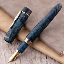 Asvine C2000 Stabilized Wood Fountain Pen NO.8 EF/F/M/Stub Nib Blue-Red/Green picture