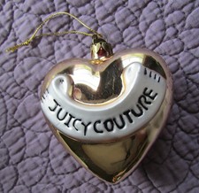 Juicy Couture Christmas Holiday 2008 Ornament Big Puffy Banner Heart Vintage Box picture