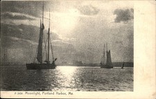 Portland ME Moonlight Harbor Scene The Rotograph Co. c1900s-10s Vintage Postcard picture