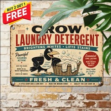 Country Farm Olde Crow Laundry Soap Detergent Ad Vintage Metal Tin Sign 8x12 picture