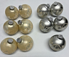 Vintage Rauch Glass Christmas Ornaments Lot 11 Satin Silver Champagne Church USA picture