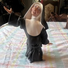 Christian Nun Figurine Statue Black & White Habit with Cross. See text. picture