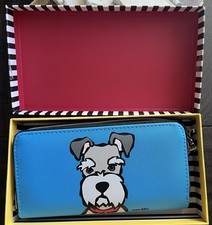 Schnauzer Dog Zip Around Long Wallet/Wristlet Blue by Marc Tetro New in Box picture