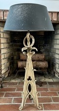 Antique Arts & Crafts Gothic Wrought Iron Lamp Lantern 34.5